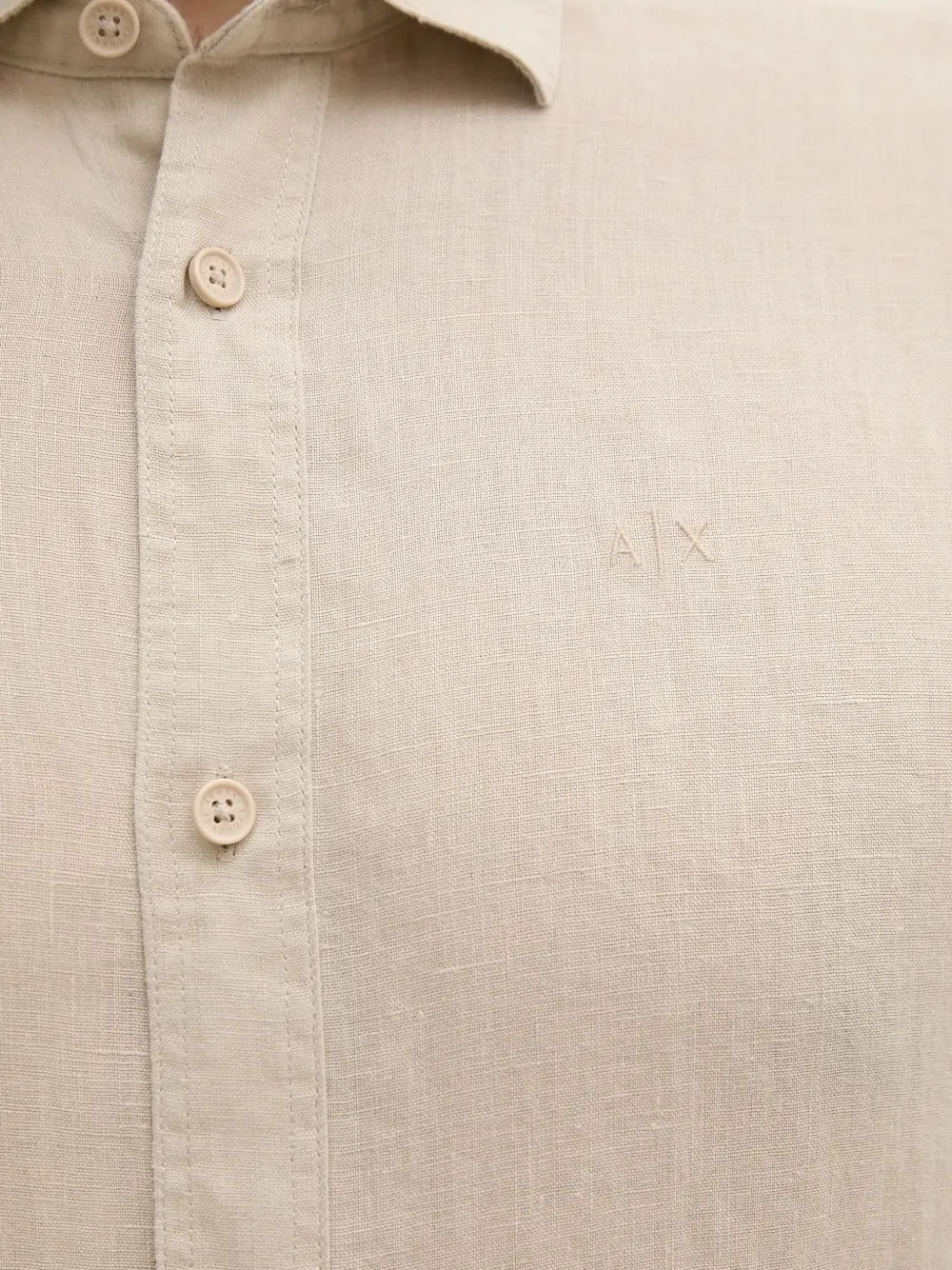Armani Exchange Linnen overhemd met geborduurd logo Beige