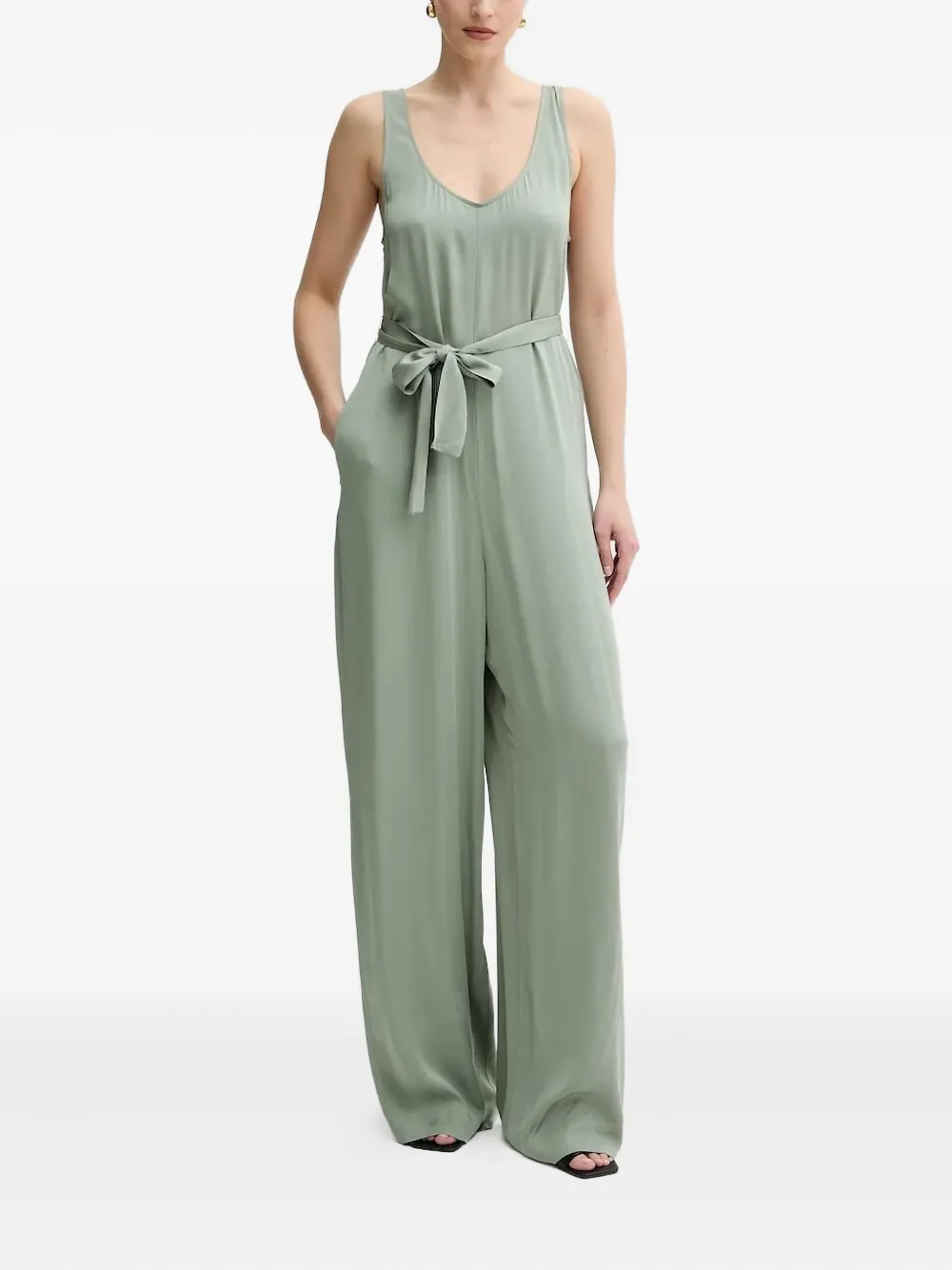 Armani Exchange Self-tie Jumpsuit In Green