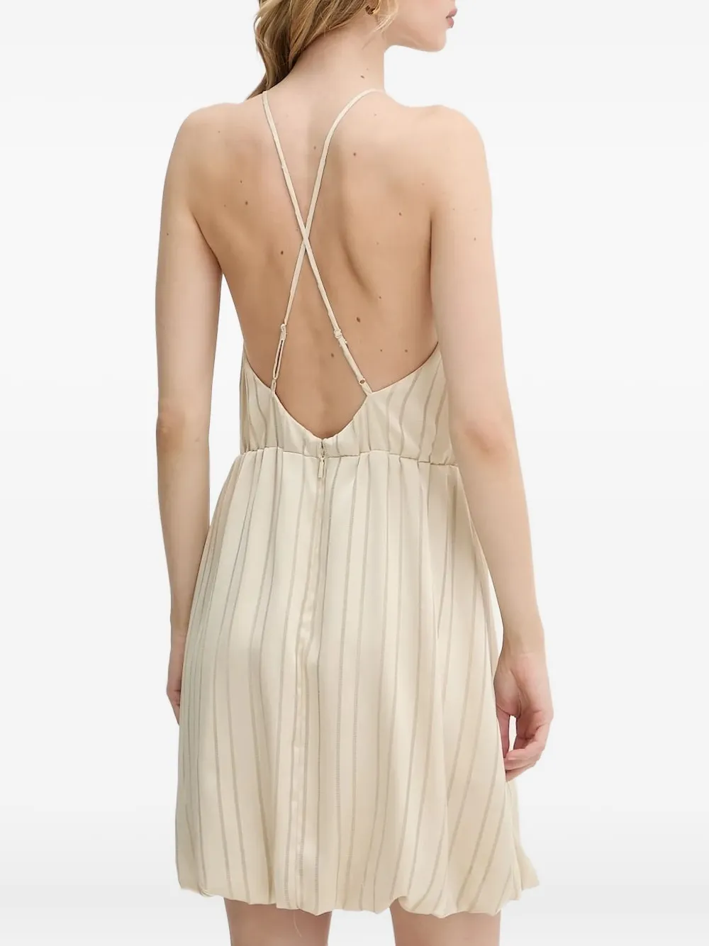 Armani Exchange Gestreepte mini-jurk met halternek - Beige