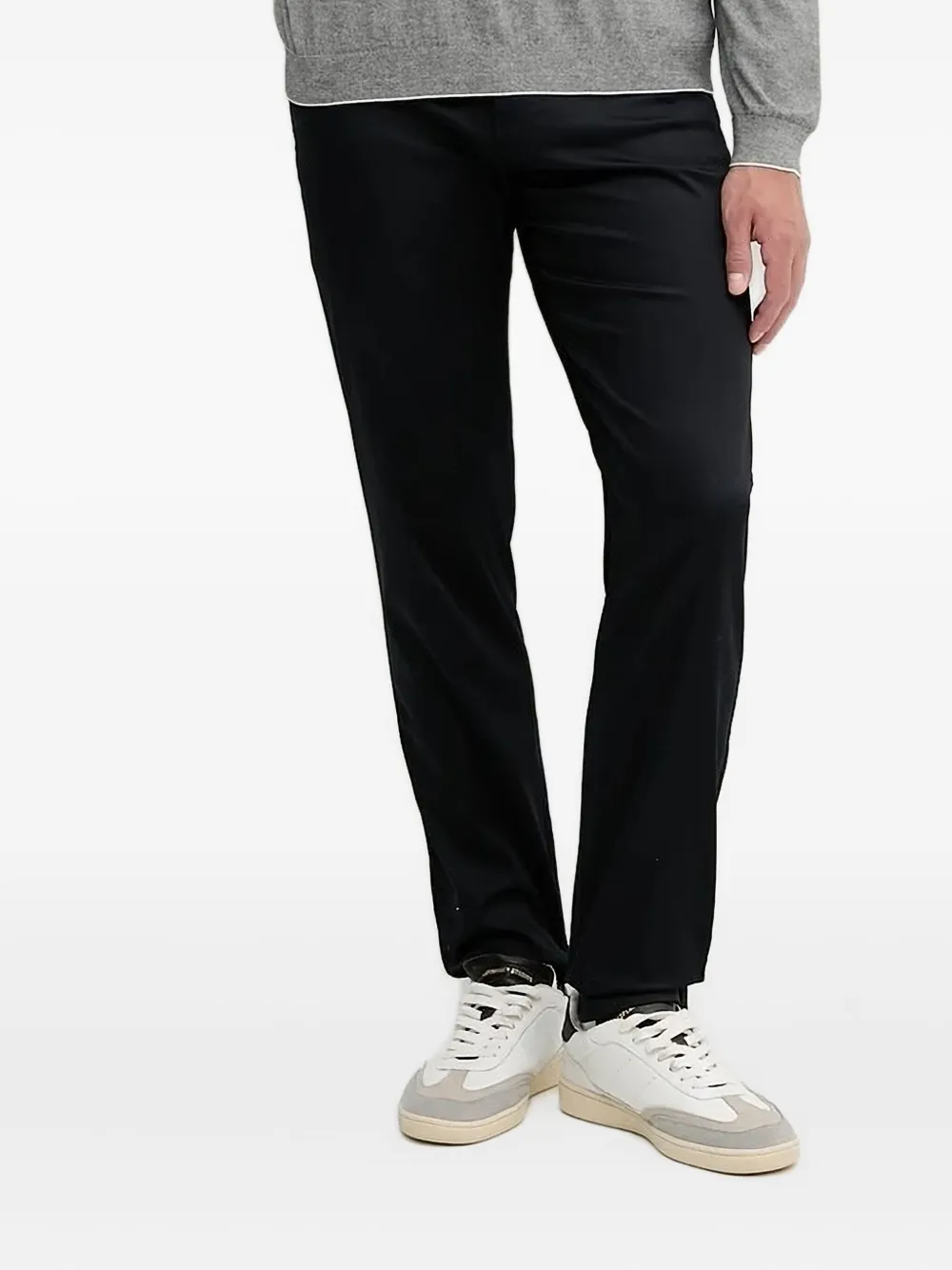 Armani Exchange logo-plaque straight-leg trousers | Blue | Image 1