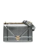 Christian Dior Pre-Owned 2017 Small Metallic Patent Microcannage Diorama Flap crossbody bag - Silver
