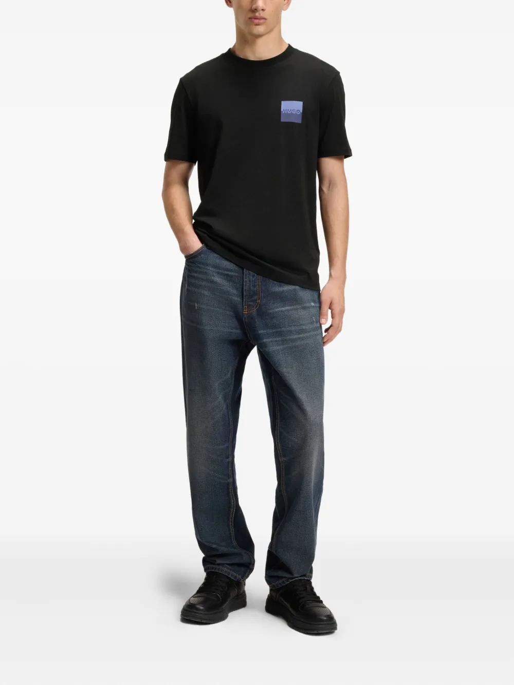 HUGO T-shirt met logoprint Zwart