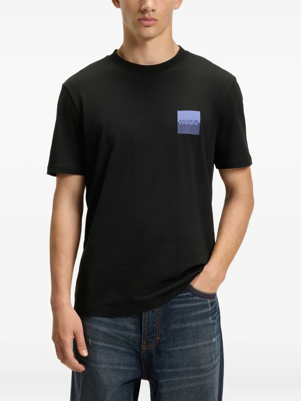 HUGO T-shirt met logoprint Zwart