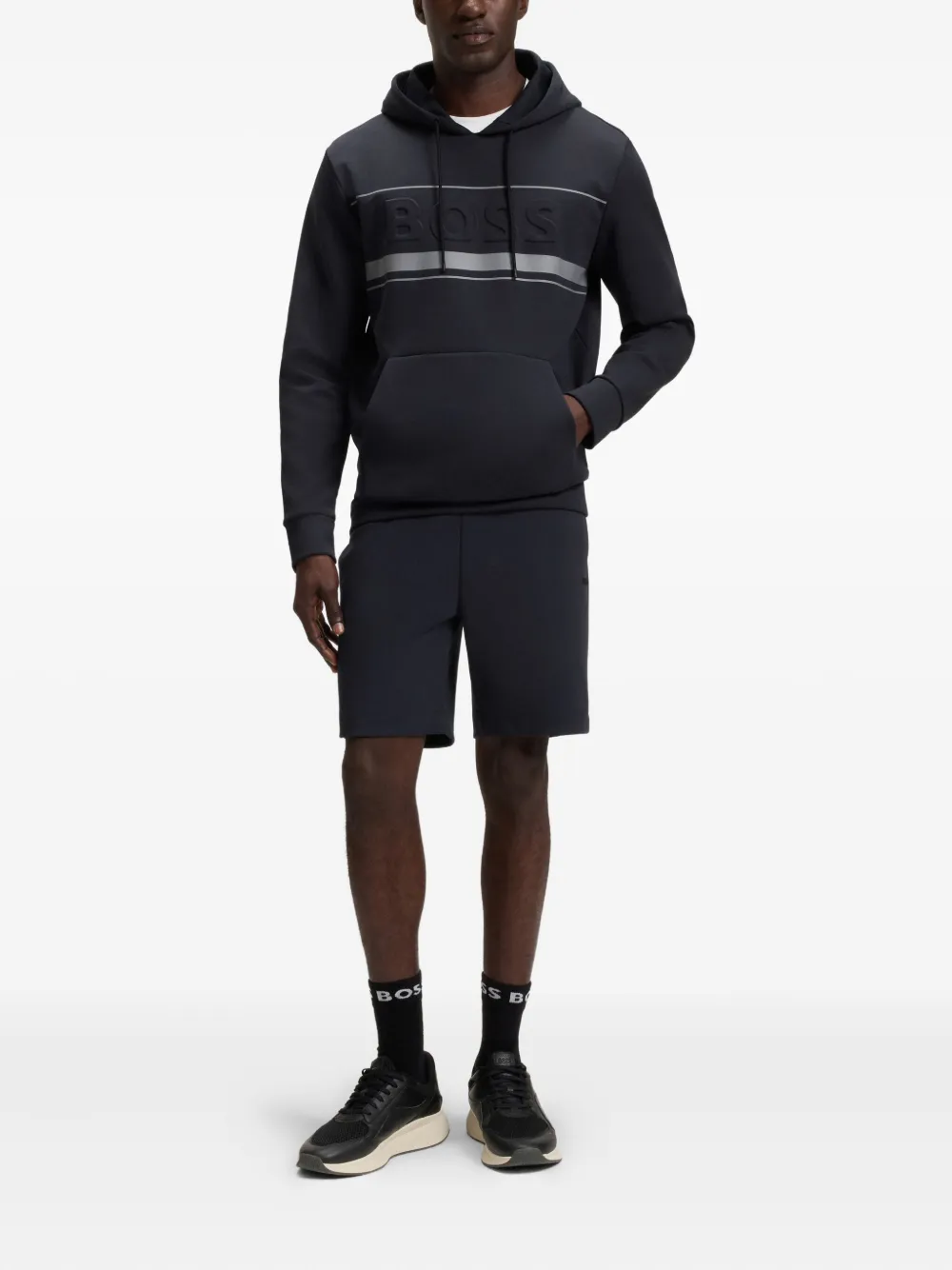 BOSS Trainingsshorts met trekkoord Zwart
