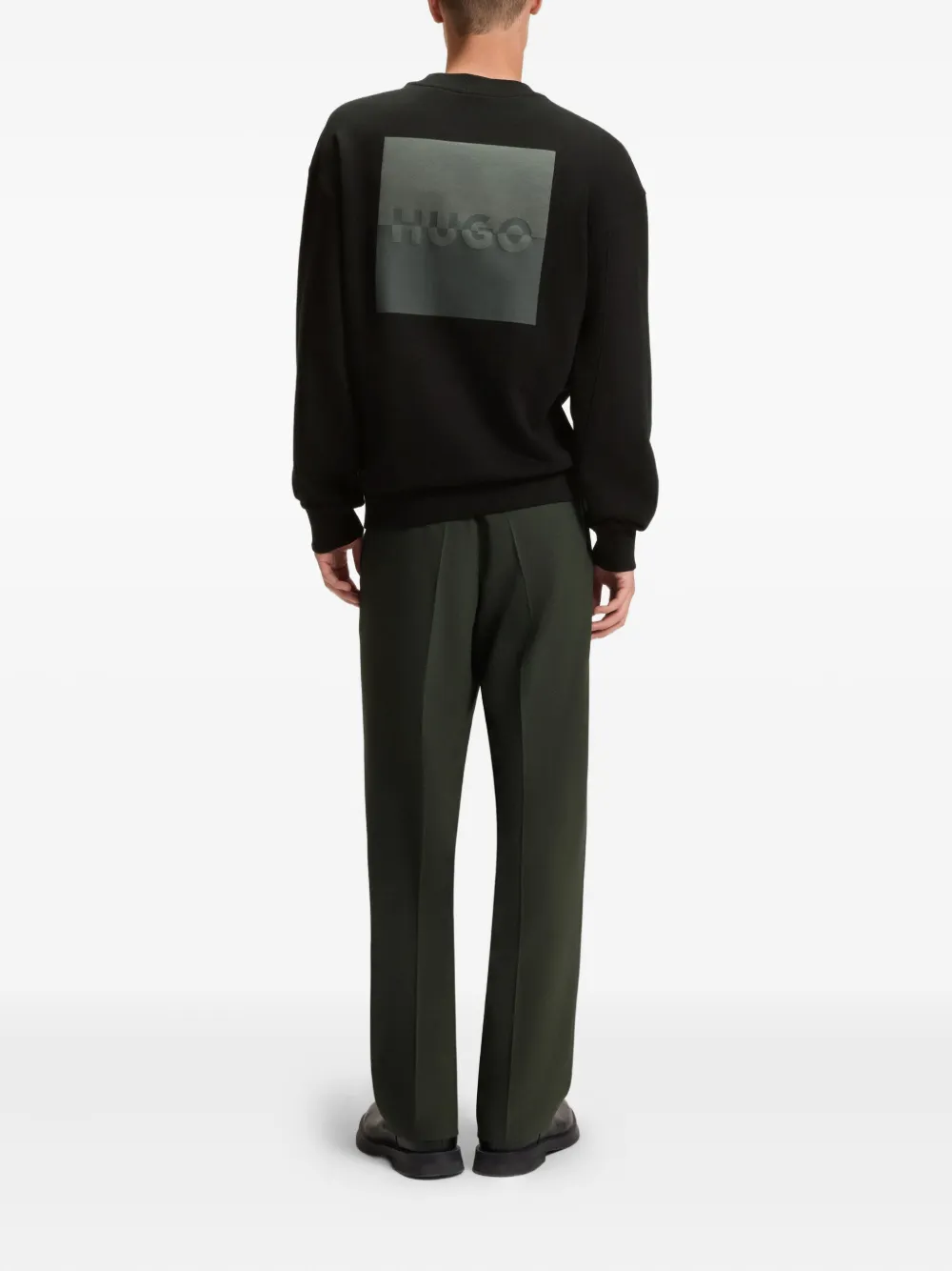 Hugo Boss Mens Hugo Brand-print Regular-fit Cotton Sweatshirt In Black