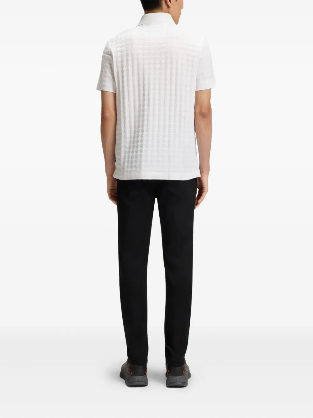 BOSS Poloshirt met textuur Wit