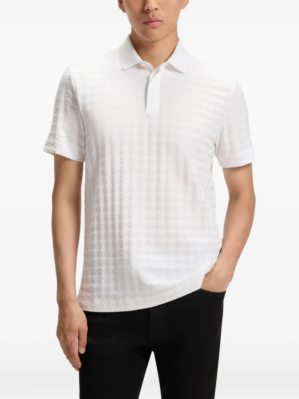 BOSS Poloshirt met textuur Wit