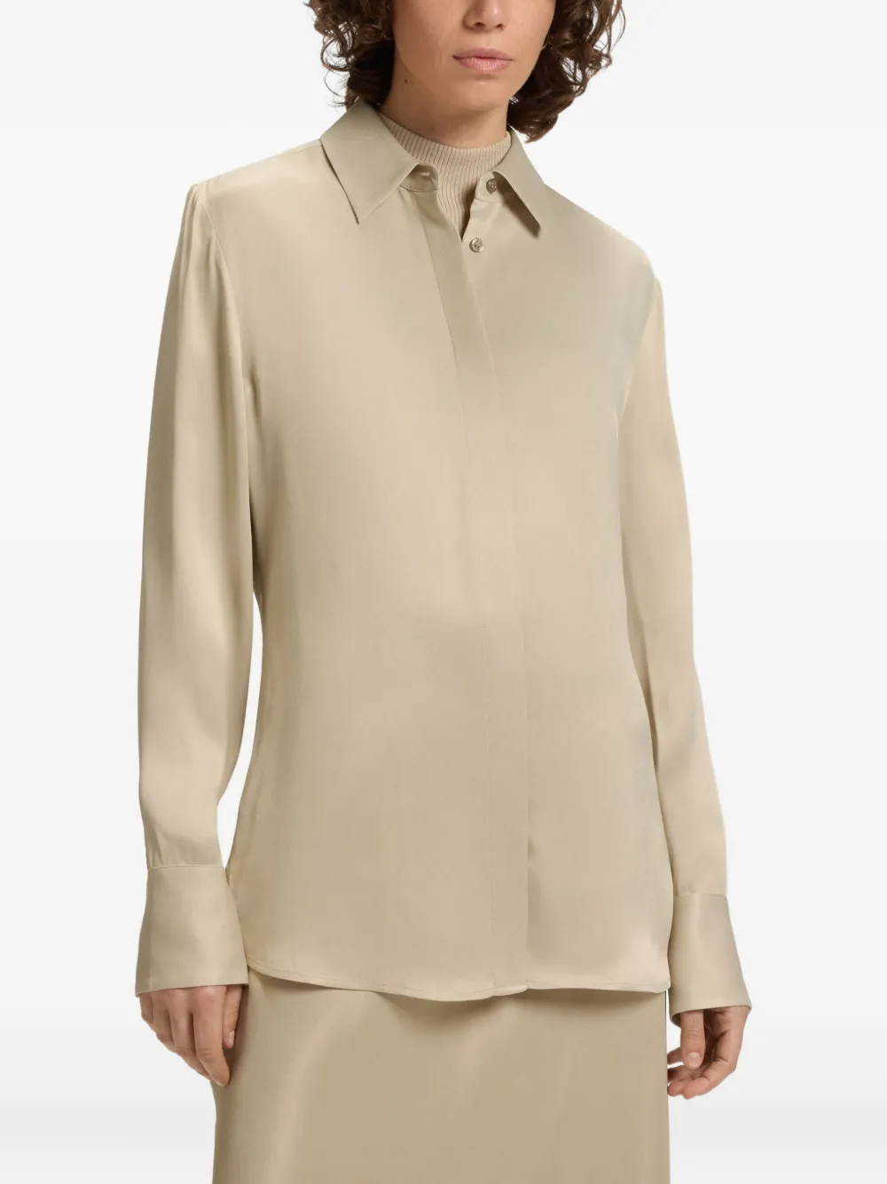 Hugo Boss Regular-fit Blouse In Satin In Neutral