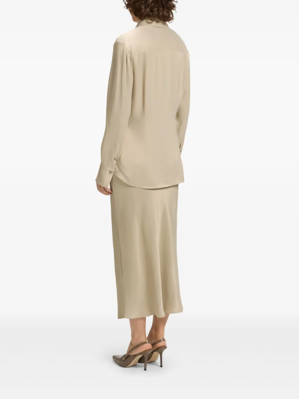 Hugo Boss Regular-fit Blouse In Satin In Neutral