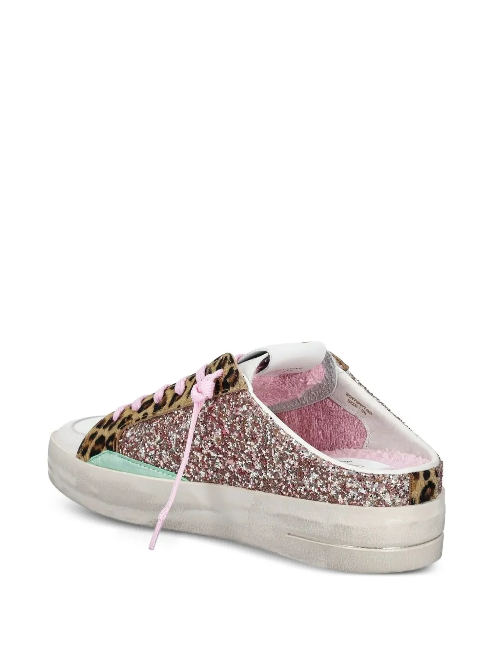 Crime London Sk8 Deluxe Sabot glitter leopard-print sneakers Pink