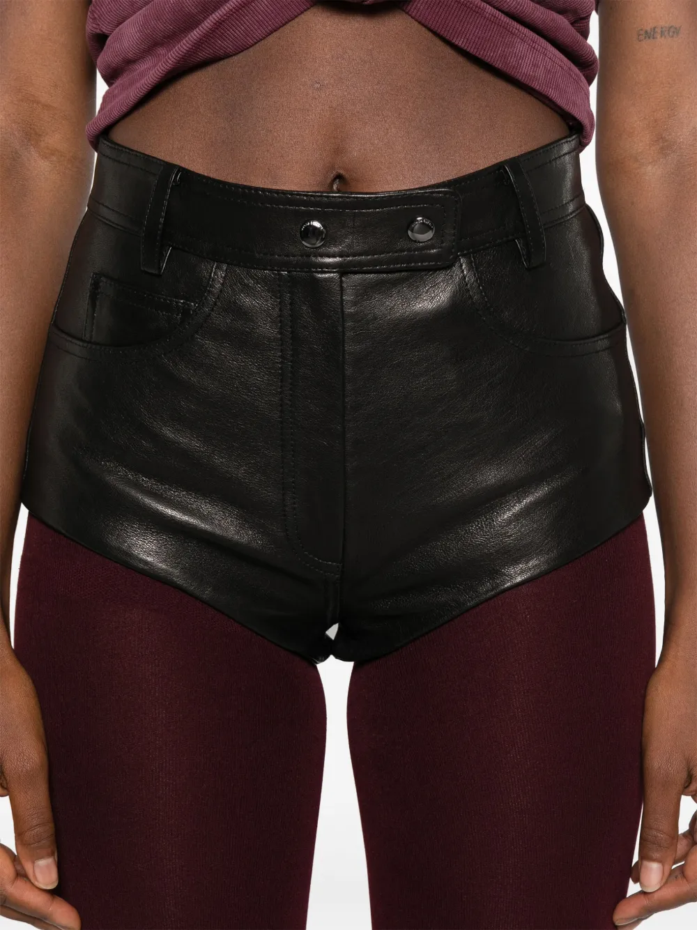 Magda Butrym Leren shorts Zwart