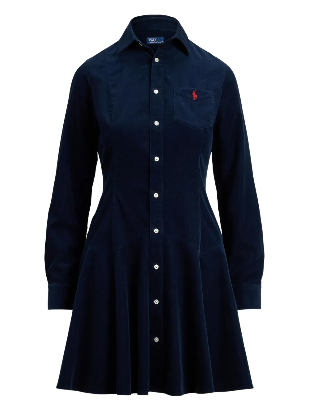 Polo Ralph Lauren Ribfluwelen mini-blousejurk Blauw