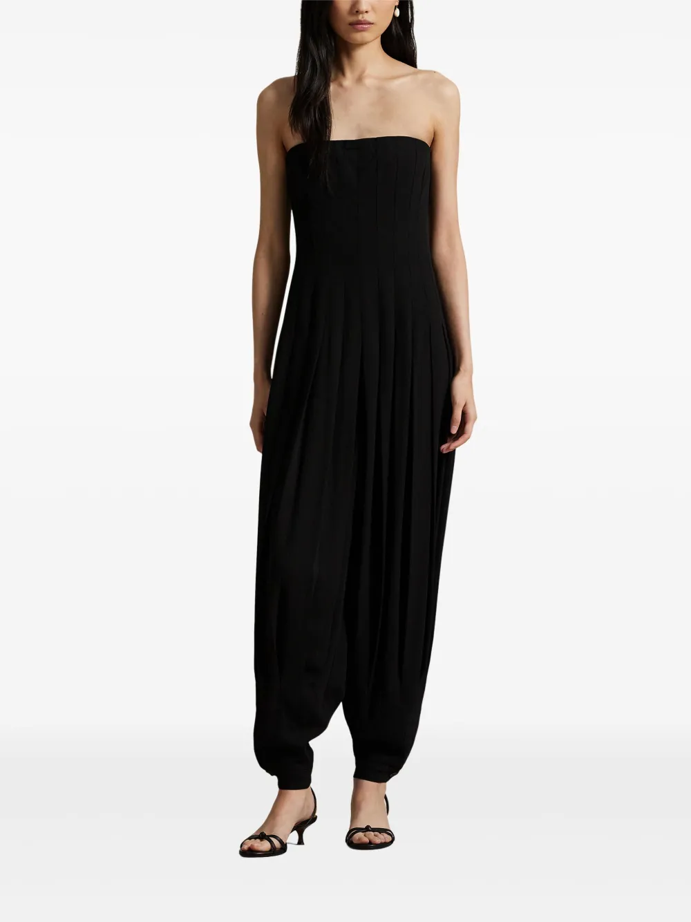 Polo Ralph Lauren Strapless geplooid jumpsuit Zwart