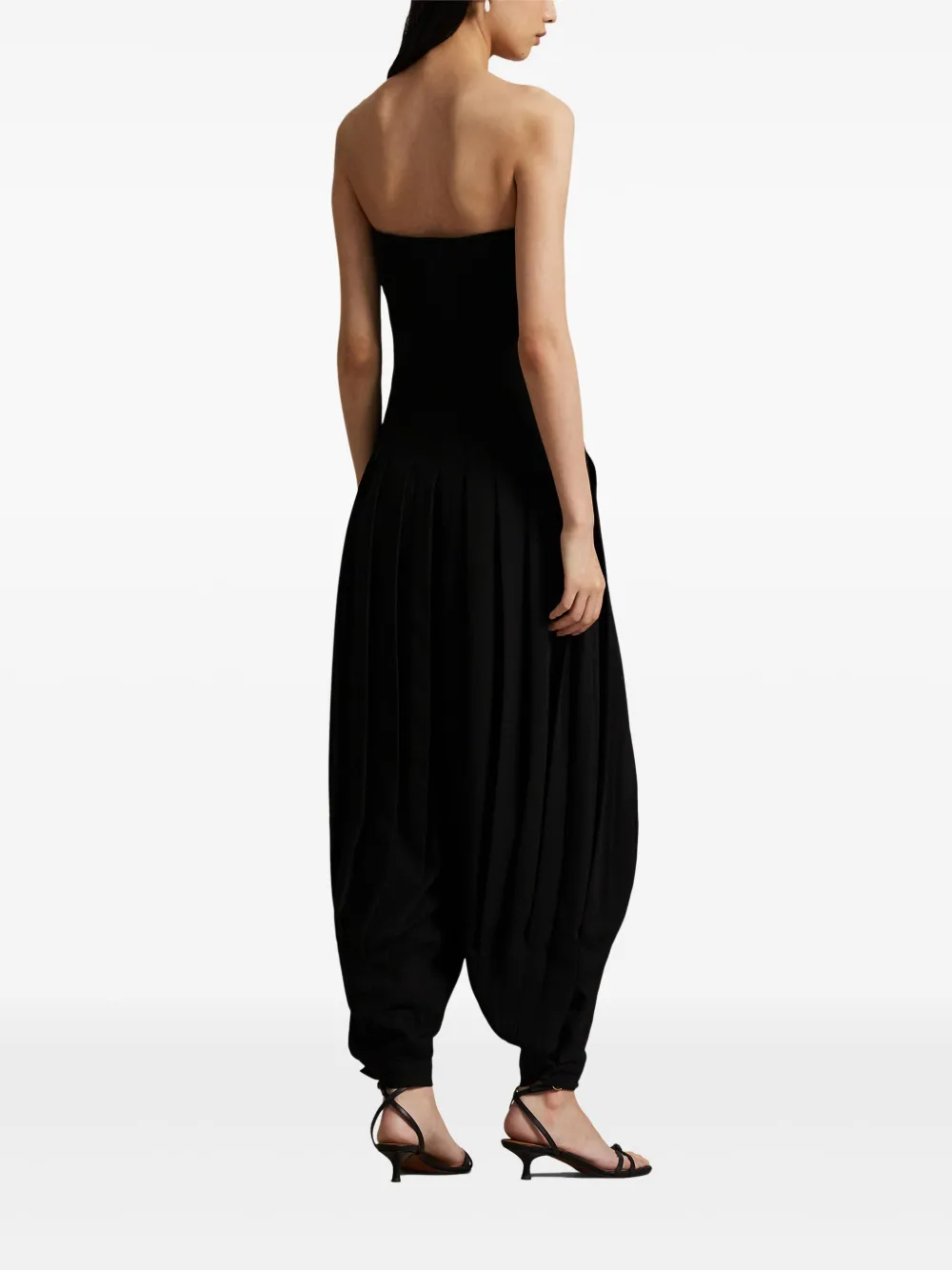 Polo Ralph Lauren Strapless geplooid jumpsuit Zwart