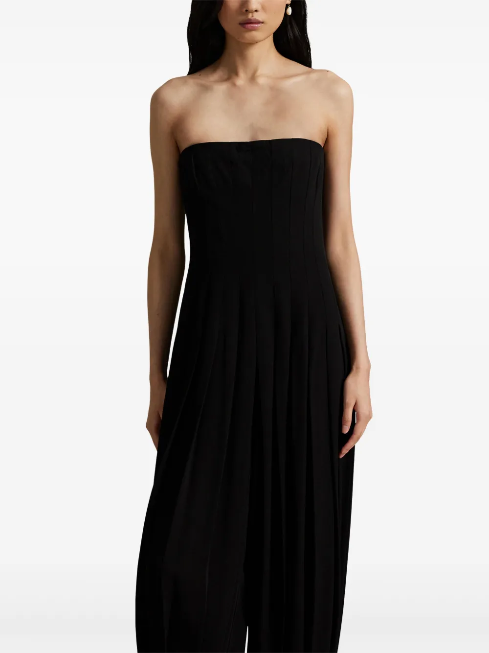 Polo Ralph Lauren Strapless geplooid jumpsuit Zwart