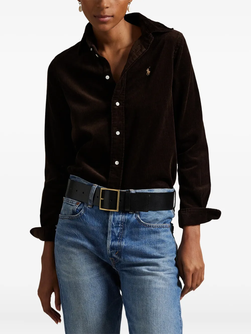 Polo Ralph Lauren Button-down Corduroy Shirt In Brown