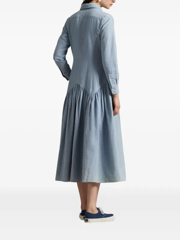 Ralph Lauren シルク　ドレス　ブルー Ralph Lauren シルク ドレス ブルー ベルテッド シルクブレンド