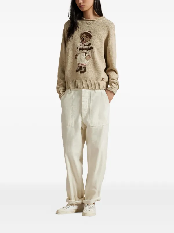 Polo Ralph Lauren bear-embroidered crew-neck Jumper | Neutrals