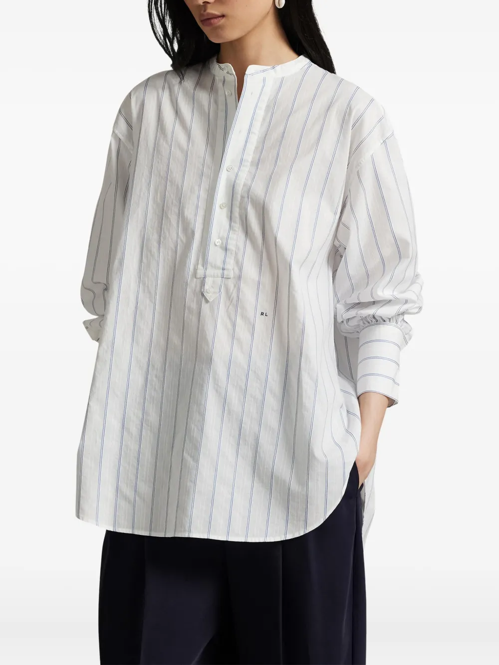 Polo Ralph Lauren Kraagloze gestreepte blouse Beige