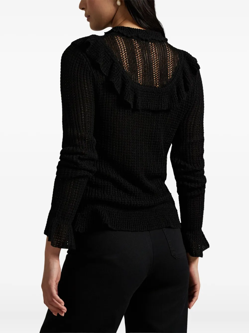 Polo Ralph Lauren Open-knit Pullover In Black