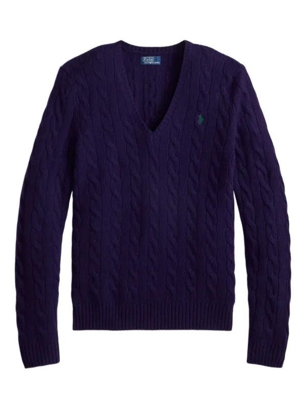 Polo Ralph Lauren cable-knit V-neck Sweater Blue FARFETCH JO