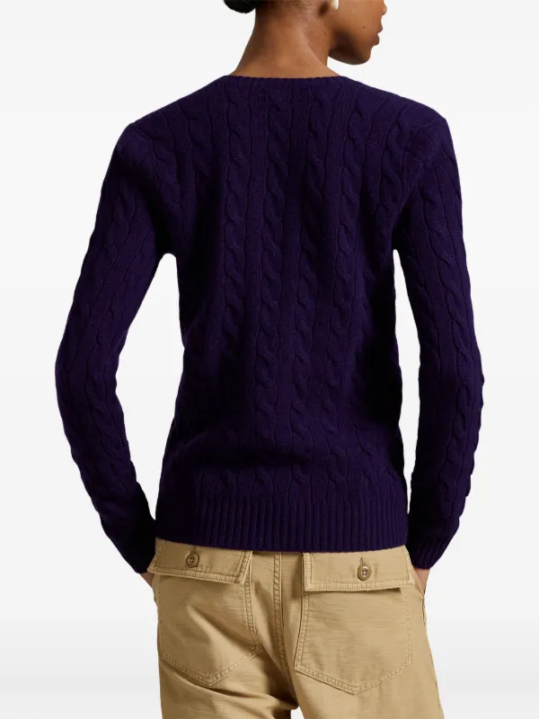 Polo Ralph Lauren cable-knit V-neck Sweater | Blue | FARFETCH JO
