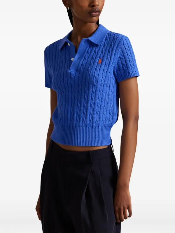 ralph lauren knit dress shirt women's Lauren Ralph Lauren Rib-Knit Long-Sleeve Polo Top