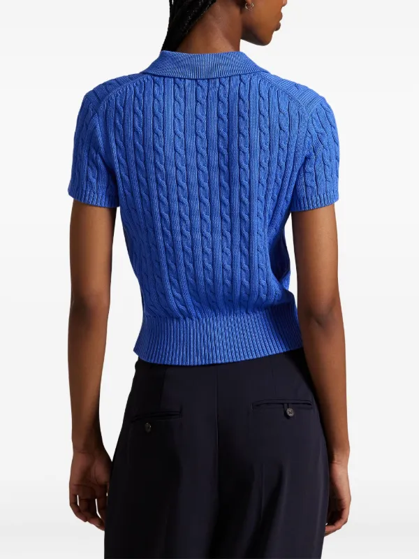Polo Ralph Lauren cable-knit Polo Top | Blue | FARFETCH