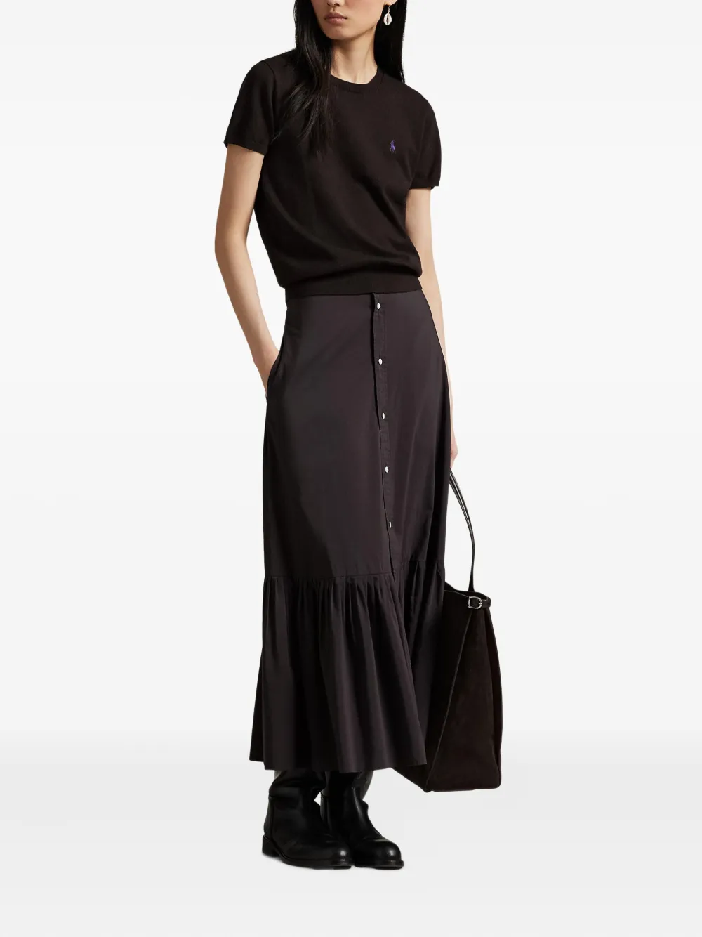 Polo Ralph Lauren Rok met knopen en ruches Bruin