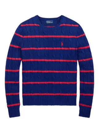 Polo Ralph Lauren Striped cable-knit Sweater | Blue | FARFETCH CA