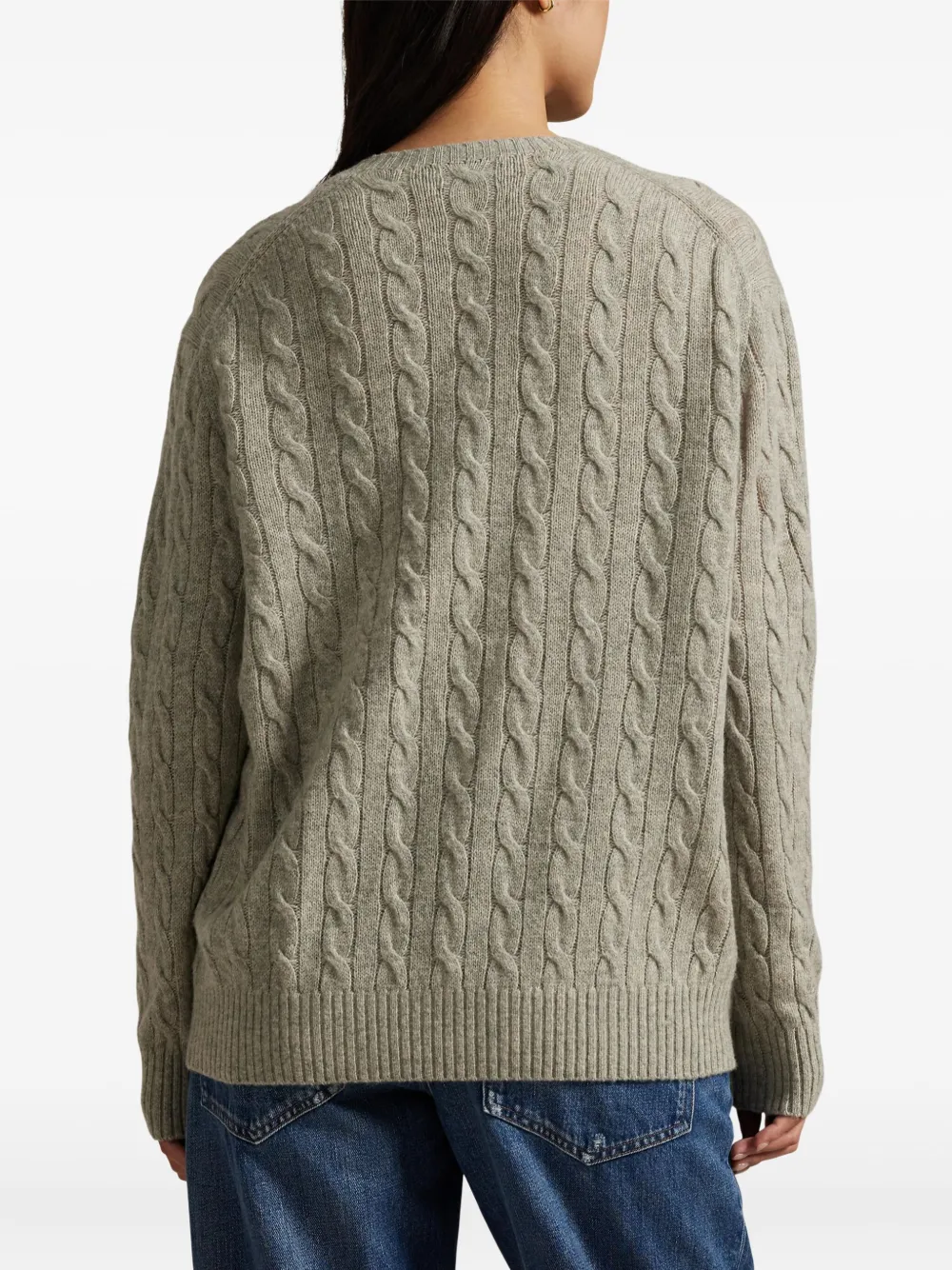 Polo Ralph Lauren Cable-knit Crew-neck Sweater In Brown