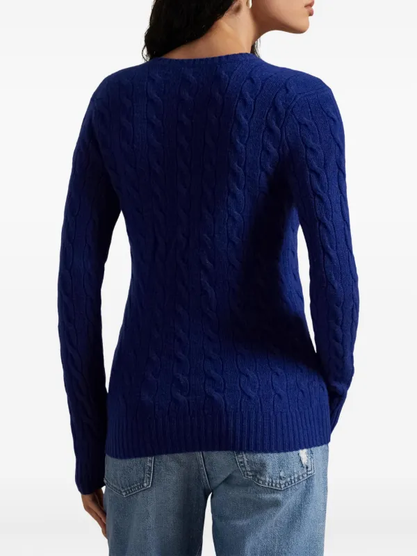 Polo Ralph Lauren Kimberly cable-knit V-neck Sweater | Blue | FARFETCH