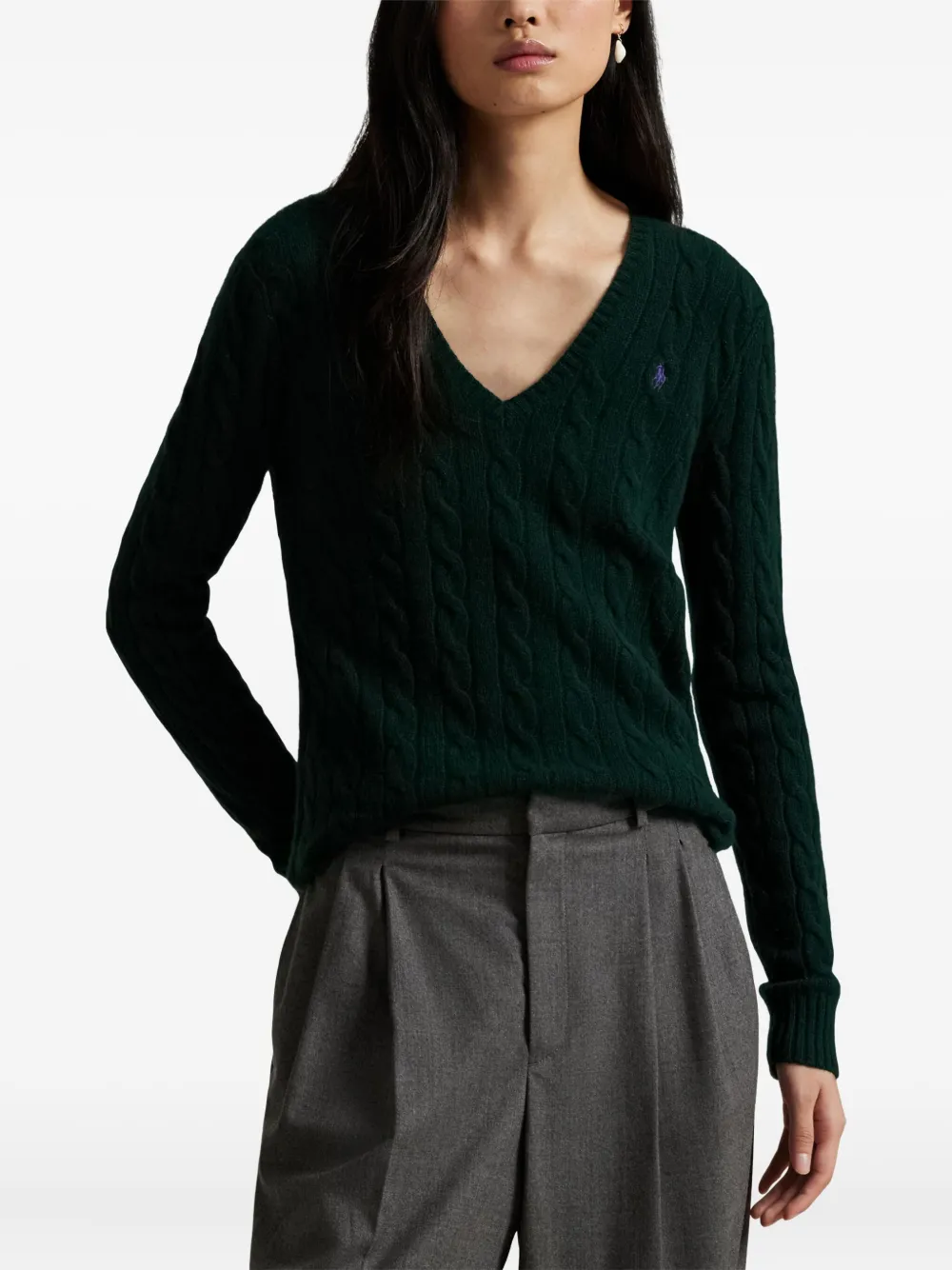Polo Ralph Lauren Kabelgebreide trui met V-hals Groen