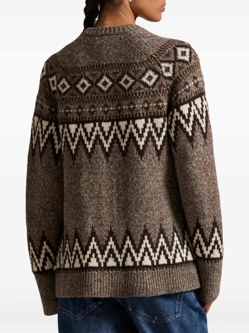 Polo Ralph Lauren Fairisle-pattern Crew-neck Cardigan In Brown