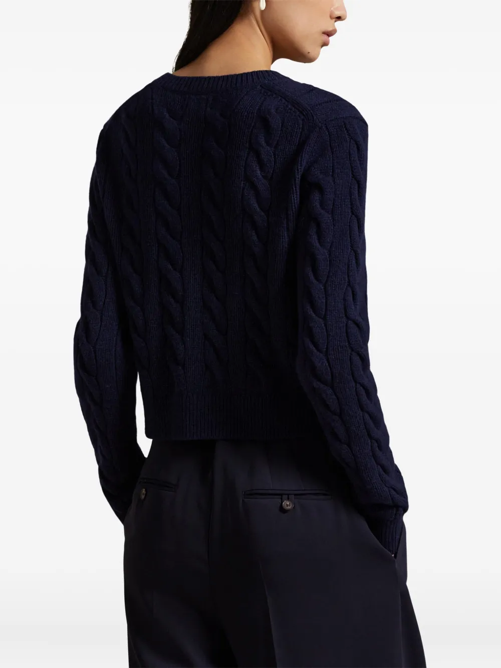 Polo Ralph Lauren Cable-knit Wool And Cashmere-blend Cardigan In Blue