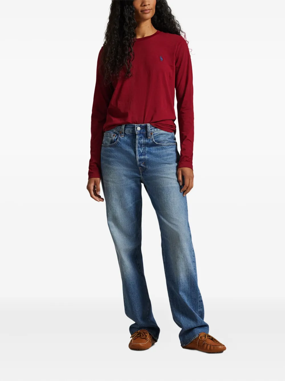 Polo Ralph Lauren T-shirt met lange mouwen en geborduurd logo Rood