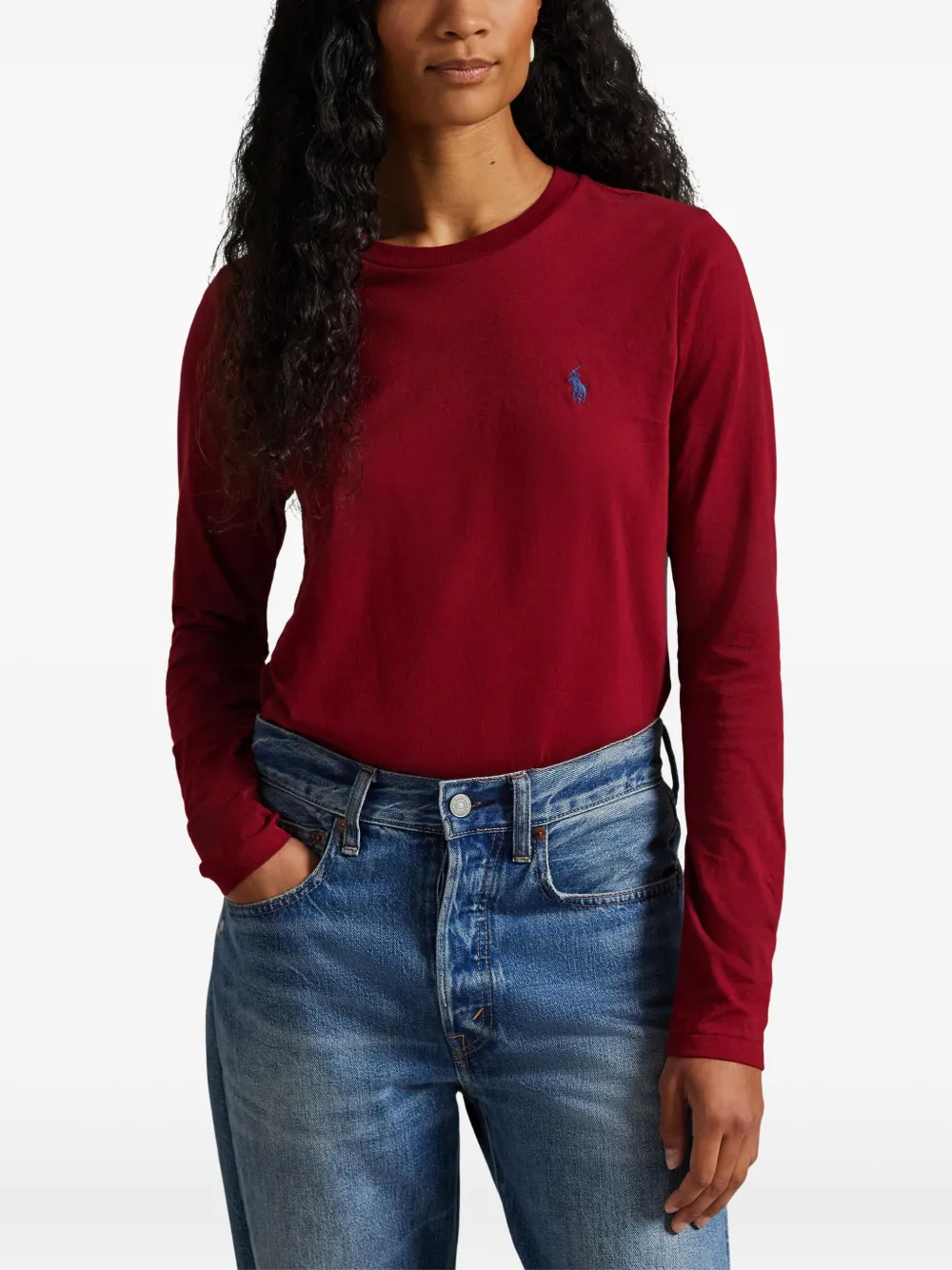 Polo Ralph Lauren T-shirt met lange mouwen en geborduurd logo Rood