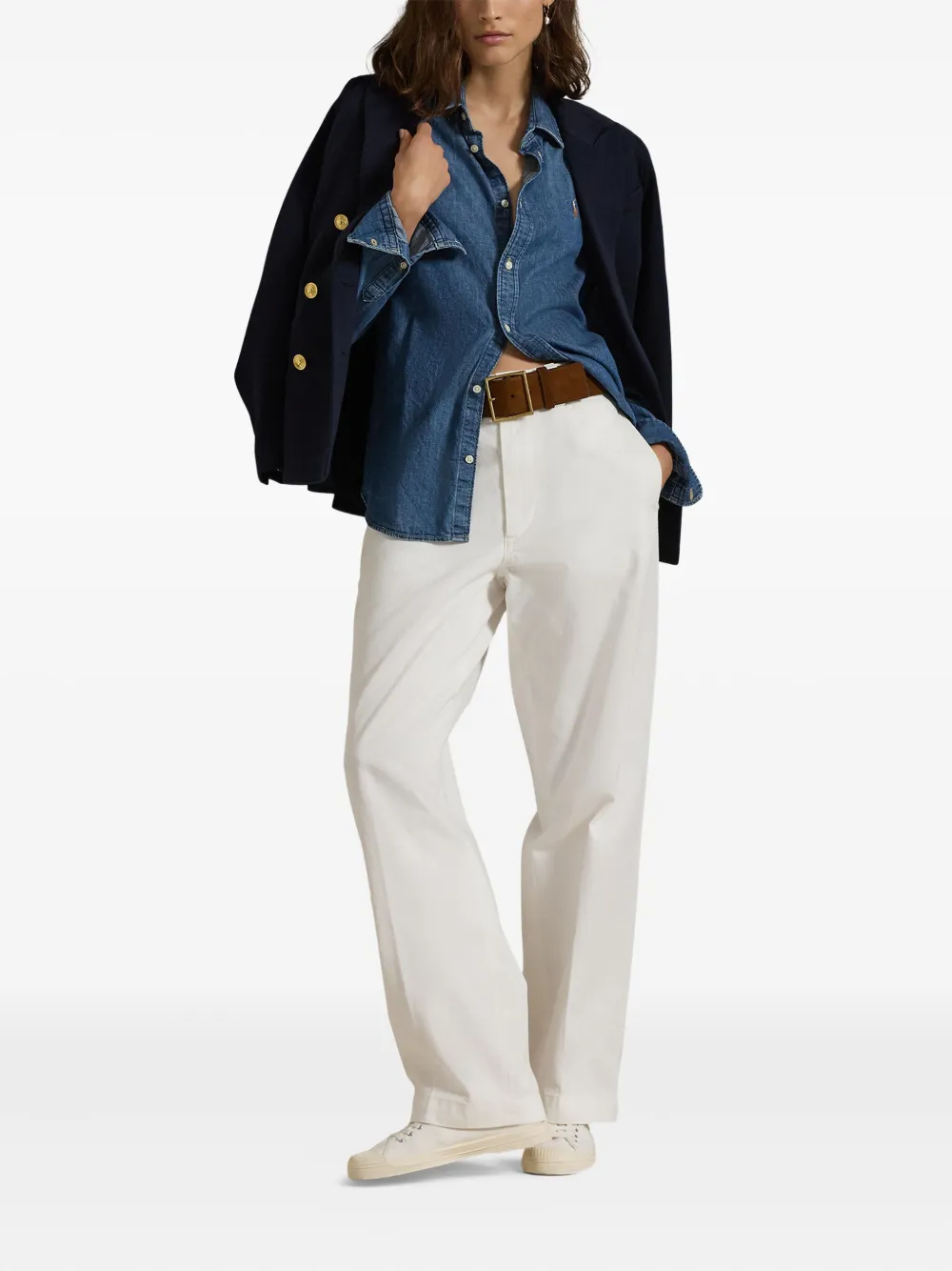 Polo Ralph Lauren Plooibroek met wijde pijpen Wit