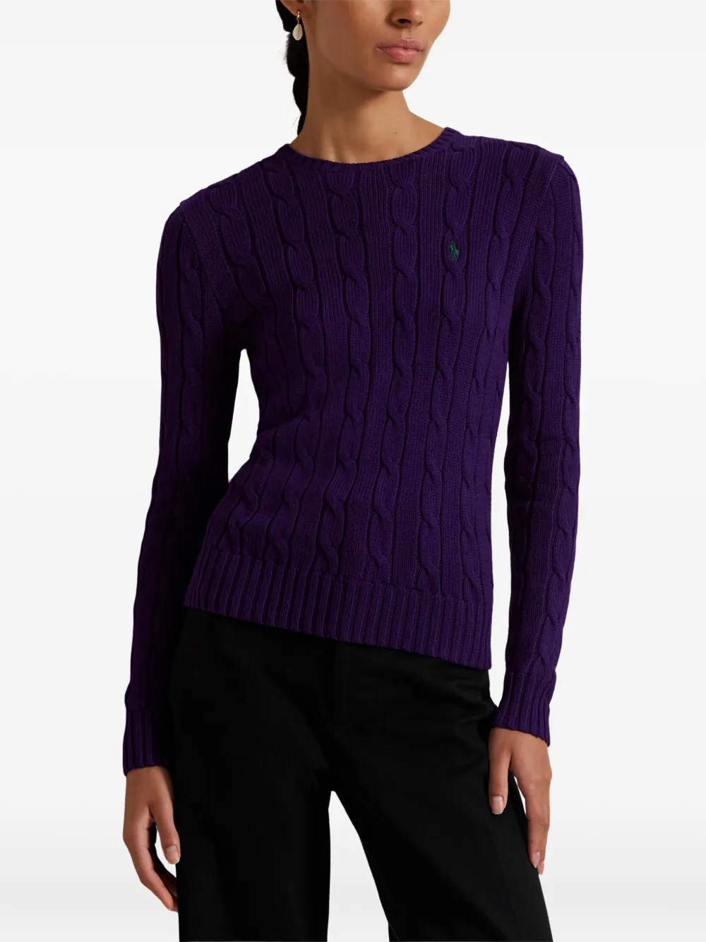 Polo Ralph Lauren Cashmere Pullover Sweater With Ribbed Details In Purple