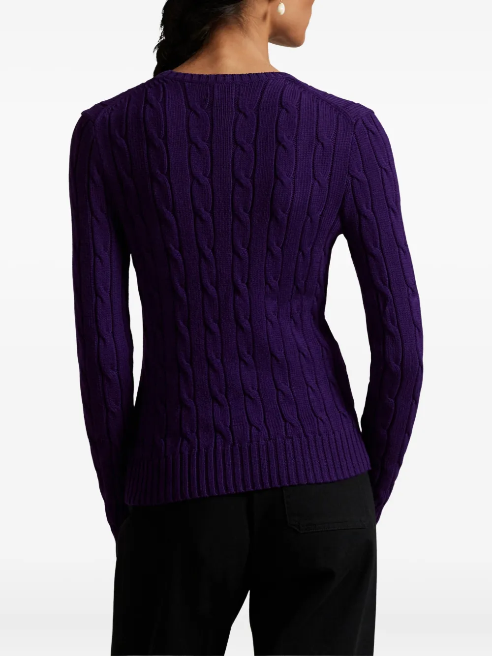 Polo Ralph Lauren Cashmere Pullover Sweater With Ribbed Details In Purple