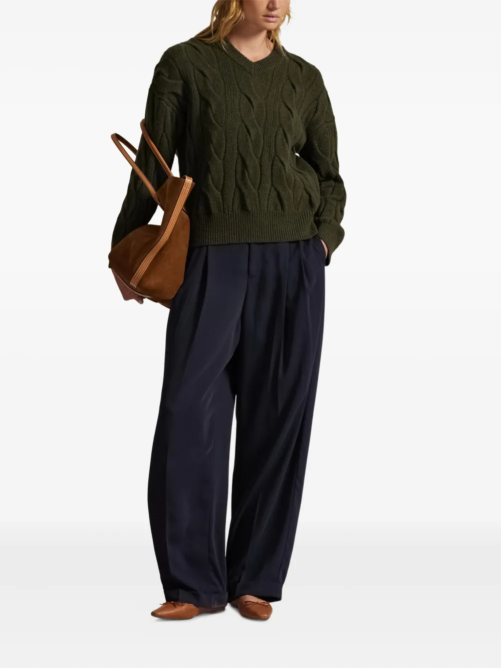Polo Ralph Lauren cable-knit V-neck sweater | Knitted Sweaters | Image 2