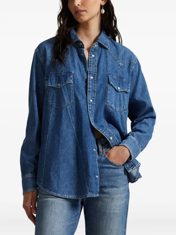 Polo Ralph Lauren Western-style Denim Shirt Blue FARFETCH IN