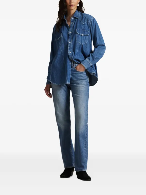 Polo Ralph Lauren Western-style Denim Shirt Blue FARFETCH IN