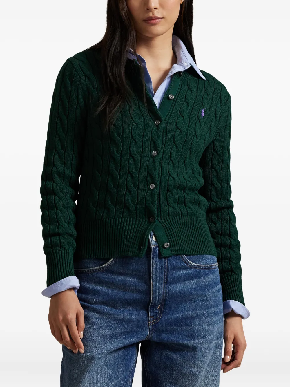 Polo Ralph Lauren Cable-knit Cardigan In Green