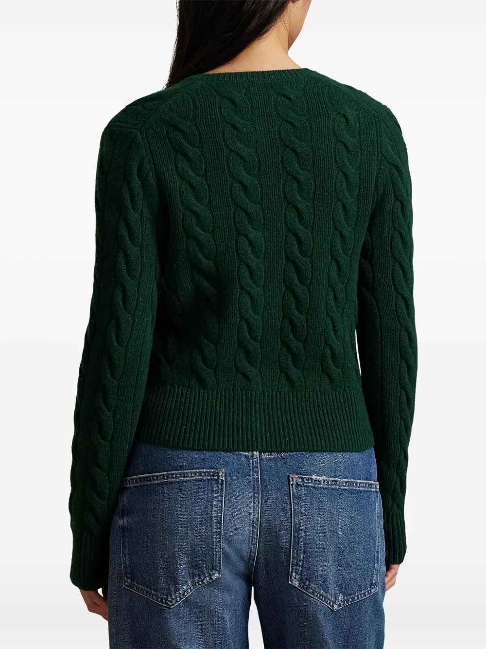 Polo Ralph Lauren Wool And Cashmere Cable-knit Cardigan In Green