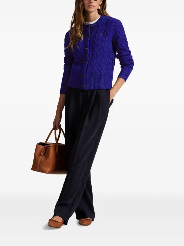 ✨紺ブレ/6釦✨(XL) POLO RALPH LAUREN ダブル 紫ネイビー Ralph Lauren Yankees Cashmere Cardigan