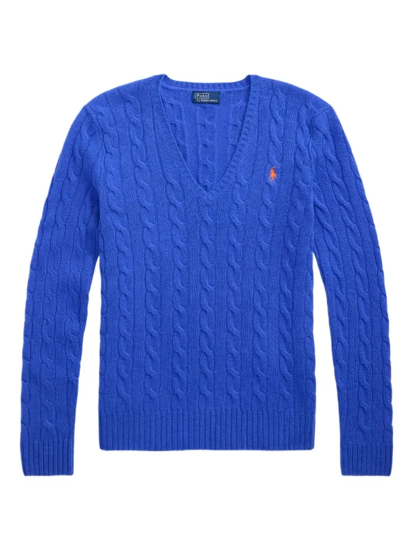Polo Ralph Lauren cable-knit V-neck Sweater Blue FARFETCH IN - Main Image