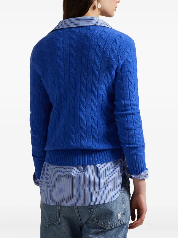 Polo Ralph Lauren cable-knit V-neck Sweater Blue FARFETCH IN
