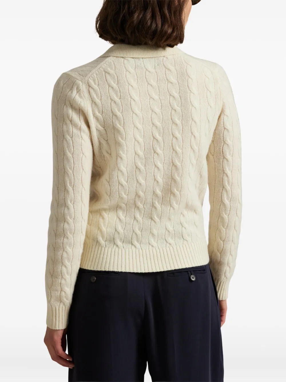Polo Ralph Lauren Cable Knit Long Sleeve Shirt In Neutral