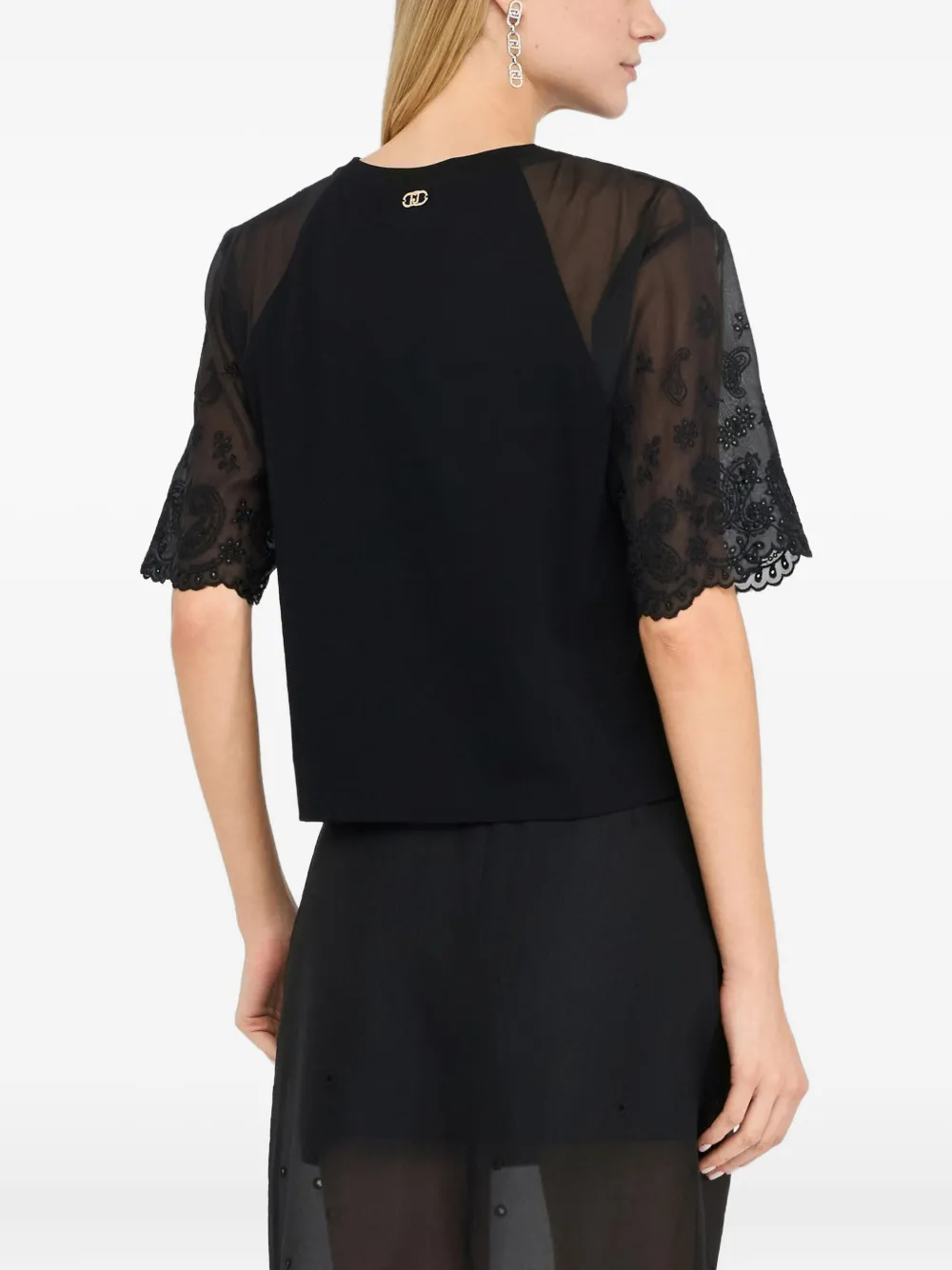 LIU JO T-shirt met paisley-borduurwerk Zwart